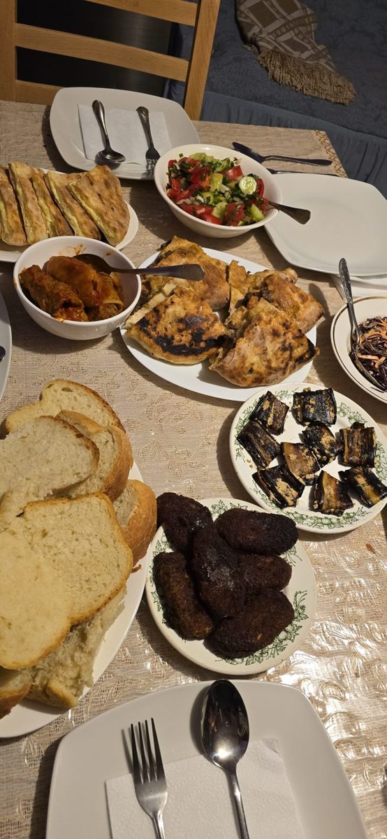 A Georgian table of khachapuri, bread and home cooking in Georgia