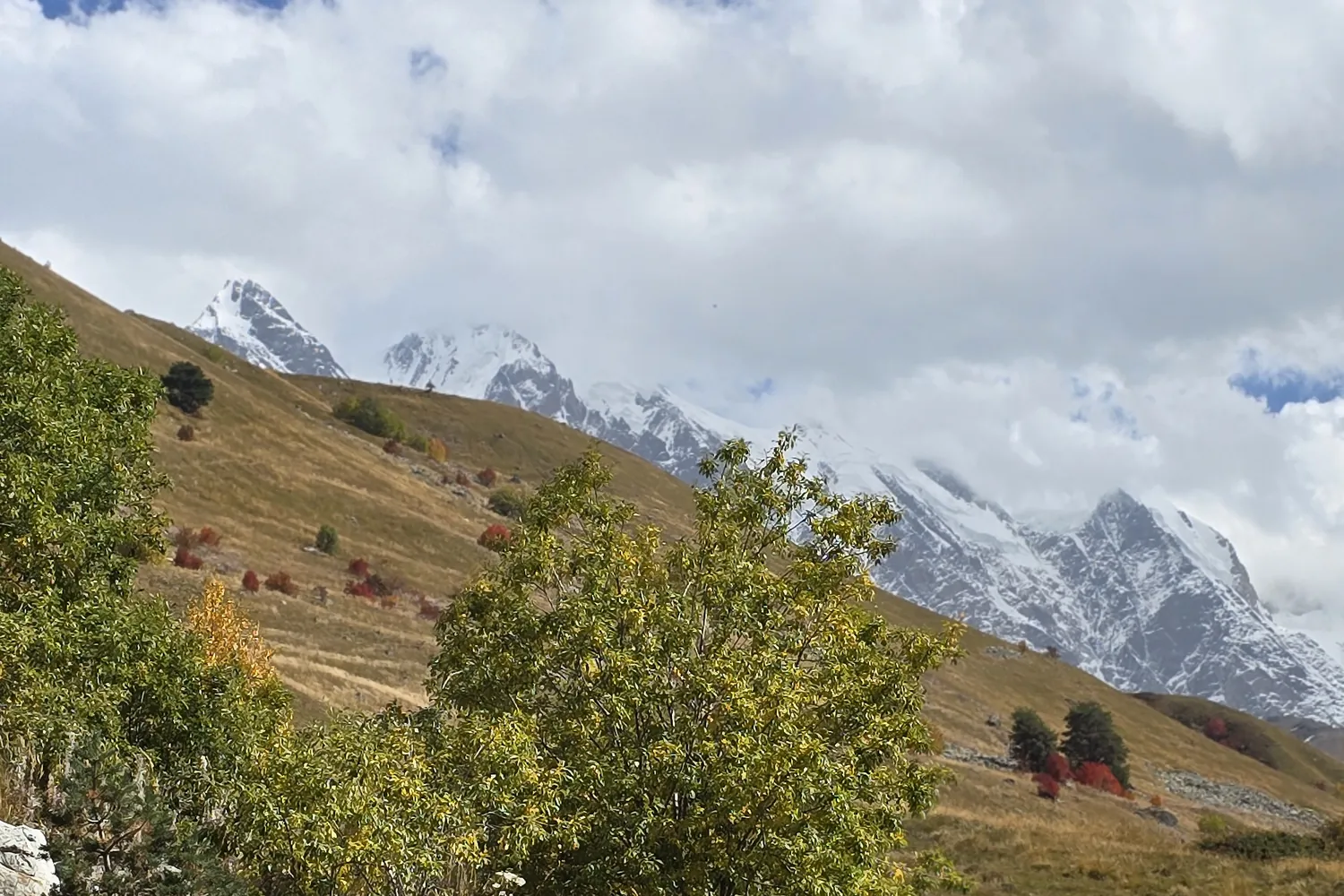 Snow peaks above upper Svaneti, Georgia, the source of the glacial meltwater
