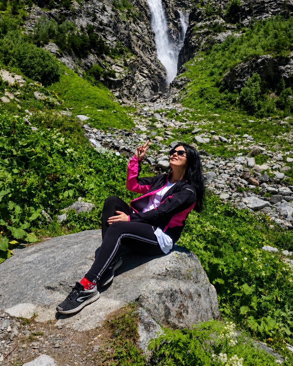 Waterfall on a walking route in Svaneti, Georgia