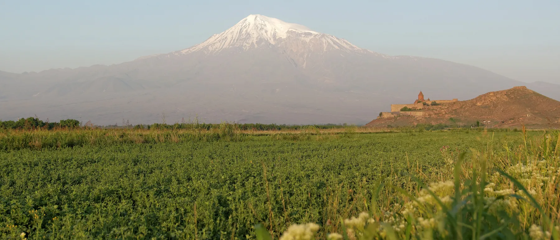 Khor Virap monastery with Mount Ararat behind it, Armenia