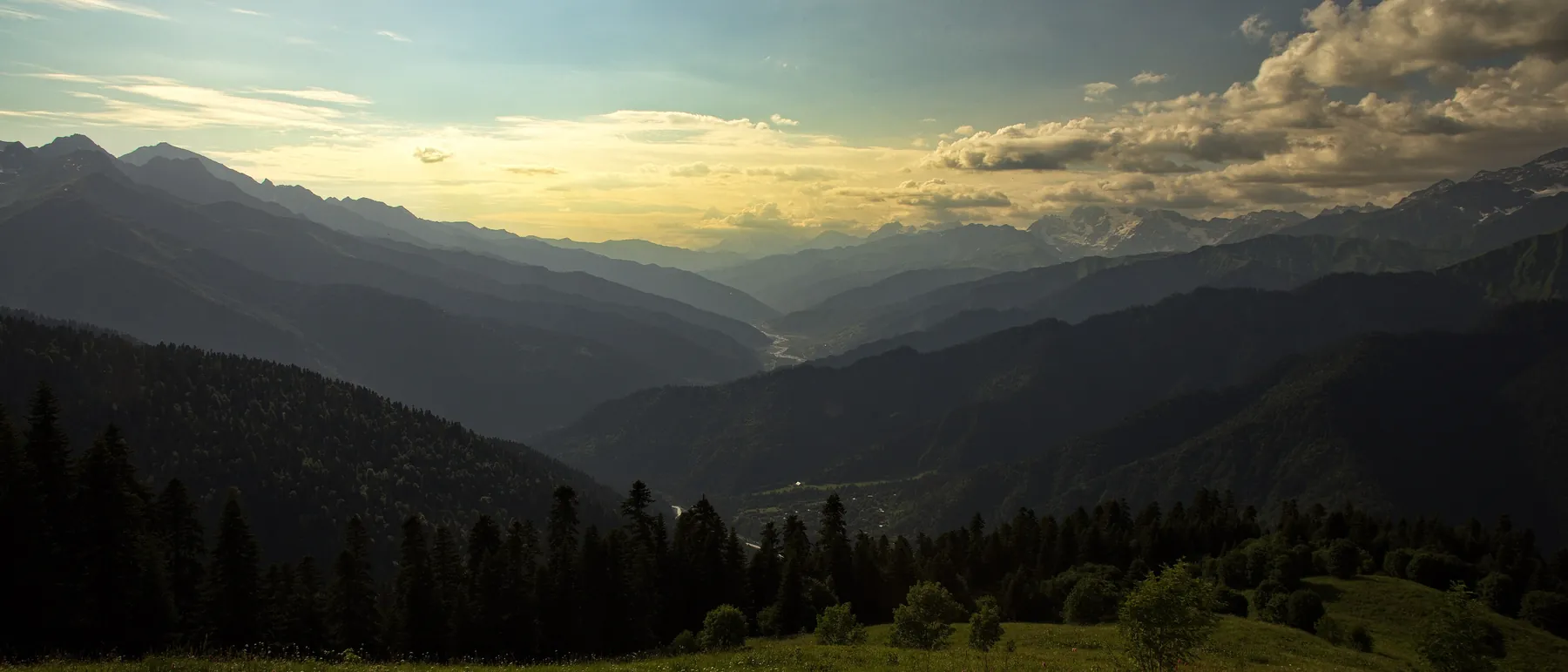 Racha mountains at sunset, western Georgia